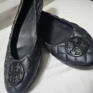 Tory Burch Black Quilted Flats